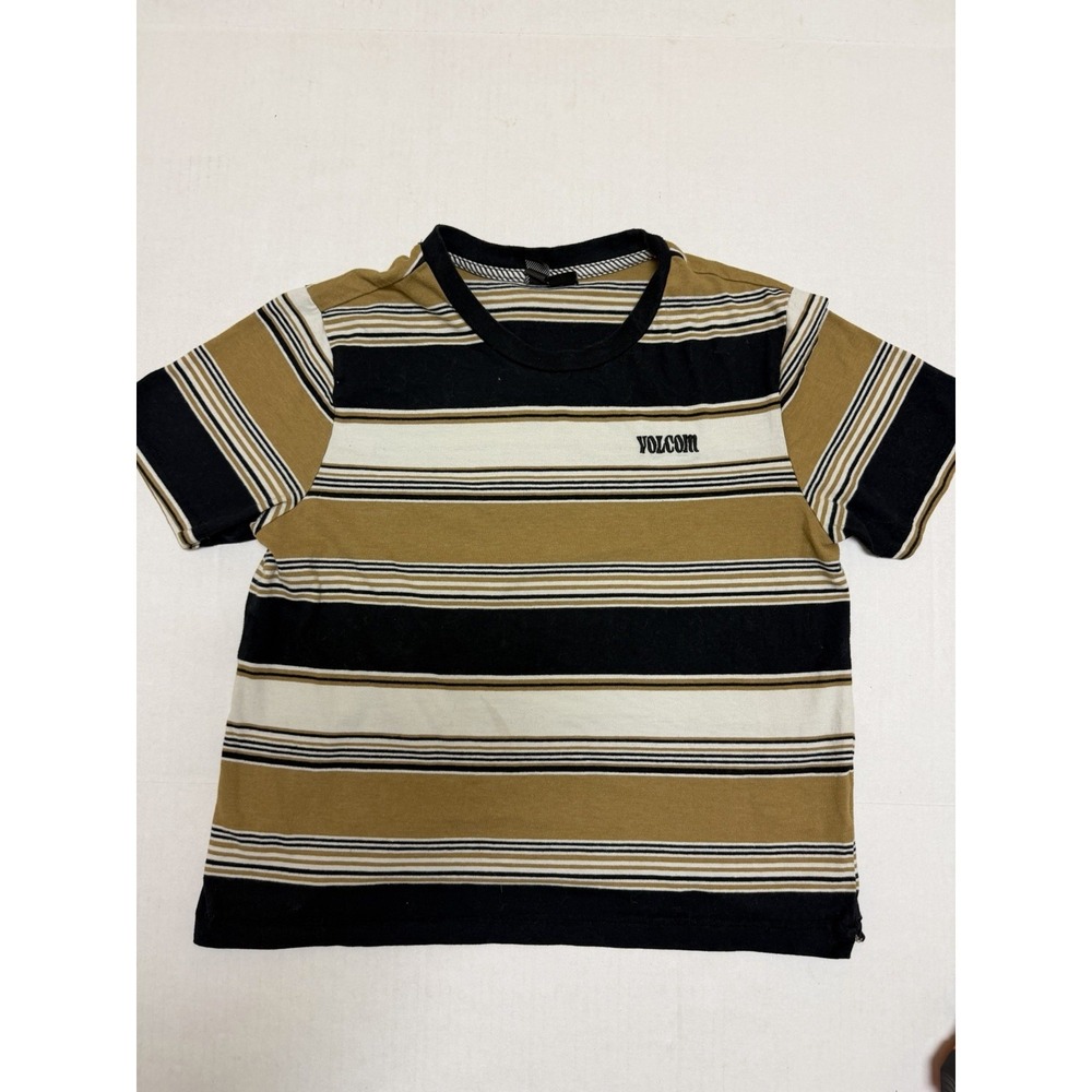Volcom sk8 gold black striped t-shirt, kid's small tee